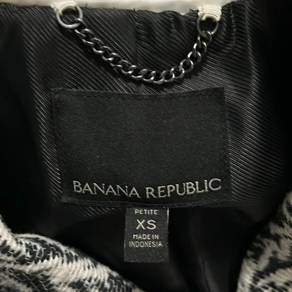 Banana Republic Black and White Chevron Print Jaquard Coat Jacket Size XS - Picture 5 of 9